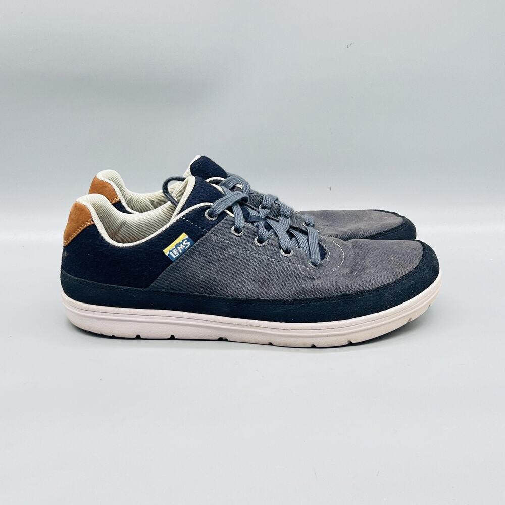 Lems Shoes Mens 9.5 Blue Gray Canvas Chillum Varsity Sneakers Walking Comfort
